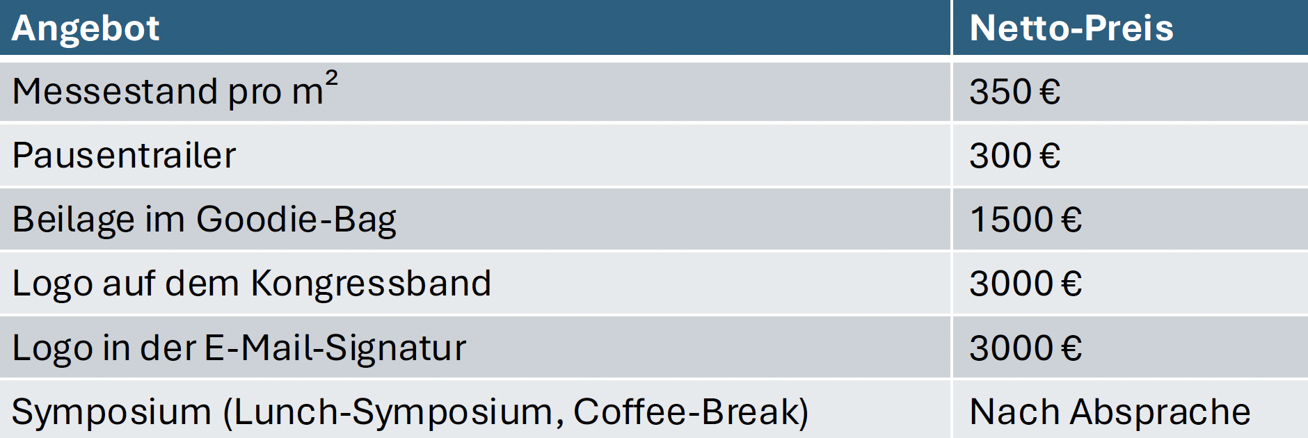 Sponsoringmöglichkeiten